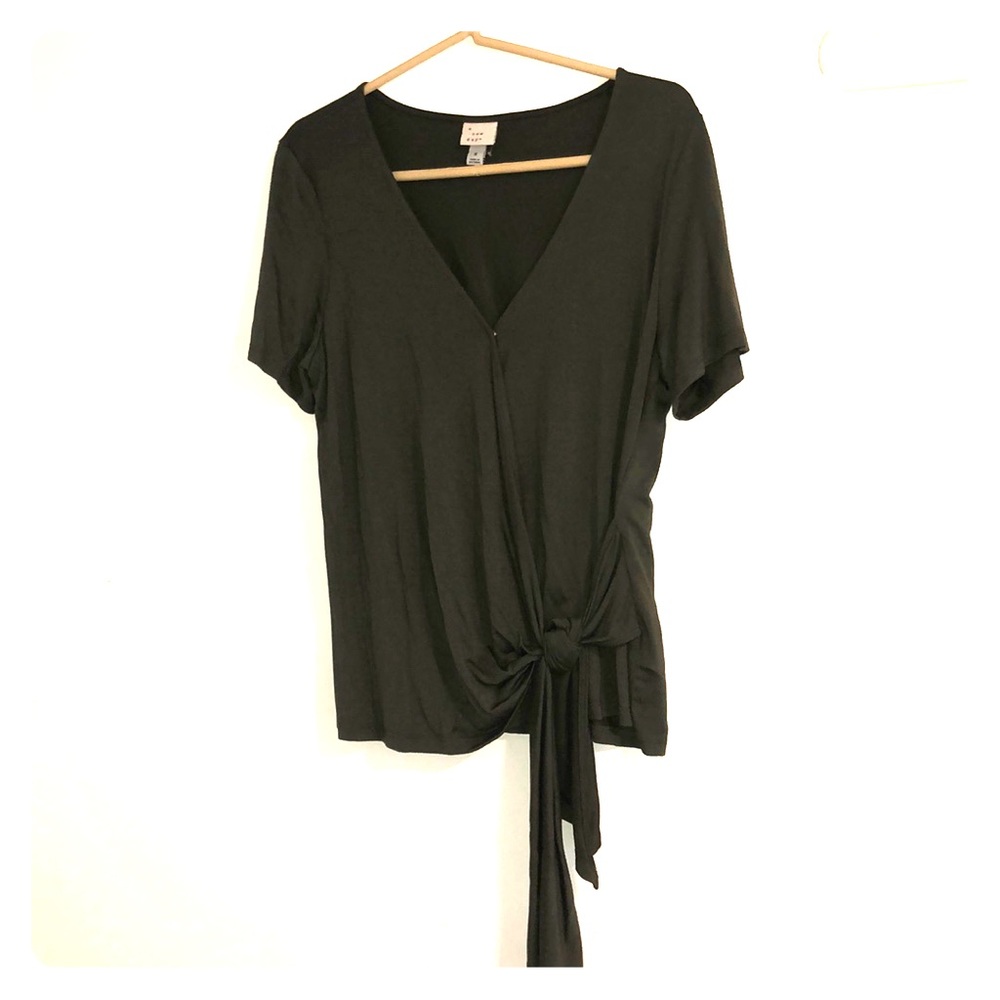 A NEW DAY Olive short sleeve with knot detail